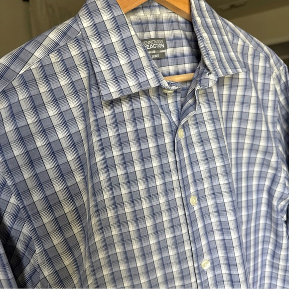 Kenneth Cole Reaction Men’s L/S Slim Fit Blue Plaid Button Down Size 15.5, 32/33 - Picture 3 of 9